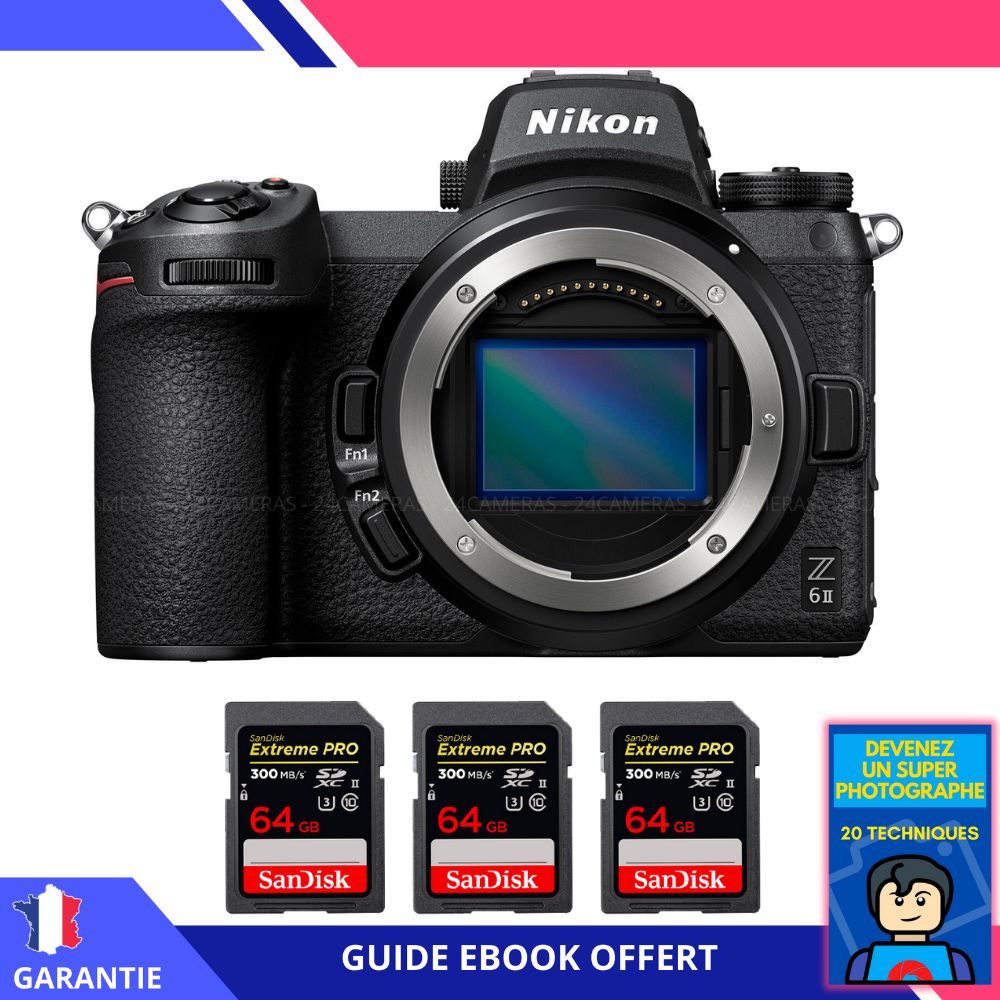Nikon Z6 II Nu + 3 SanDisk Extreme PRO UHS II SDXC 300 MB/ + Ebook 'Devenez Un Super Photographe
