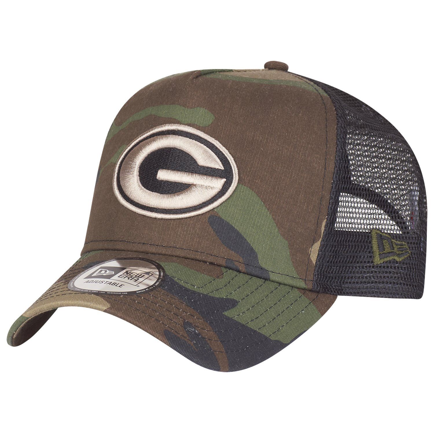 New Era Adjustable Trucker Cap Bay Packers Wood Camo