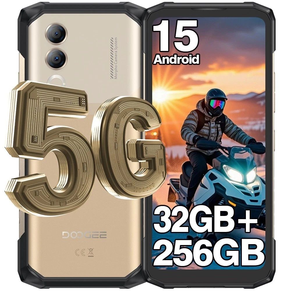 DOOGEE Blade 20 Turbo 5G Android 15 10300mAh Smartphone Incassable + 50MP 6.6'' Triple SlotIP68NFCGPS Or