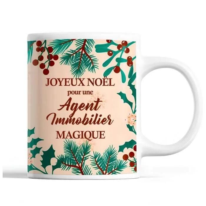 Tasse Noël Agent Immobilier Femme Mug Prénom Idée Cadeau Secret Santa