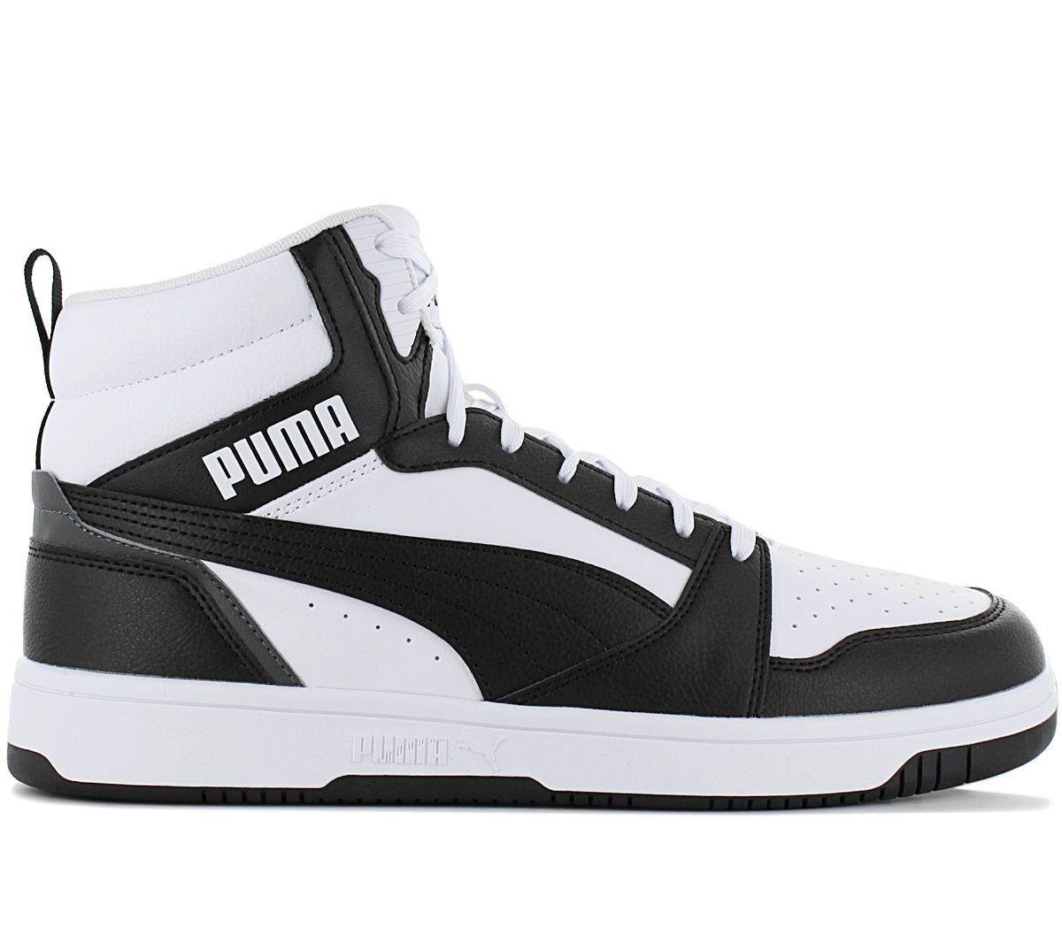 Puma Rebound V6 Mid - Hommes Basketball Baskets Sneakers Chaussures Blanc-Noir 392326-01 - 44 1/2