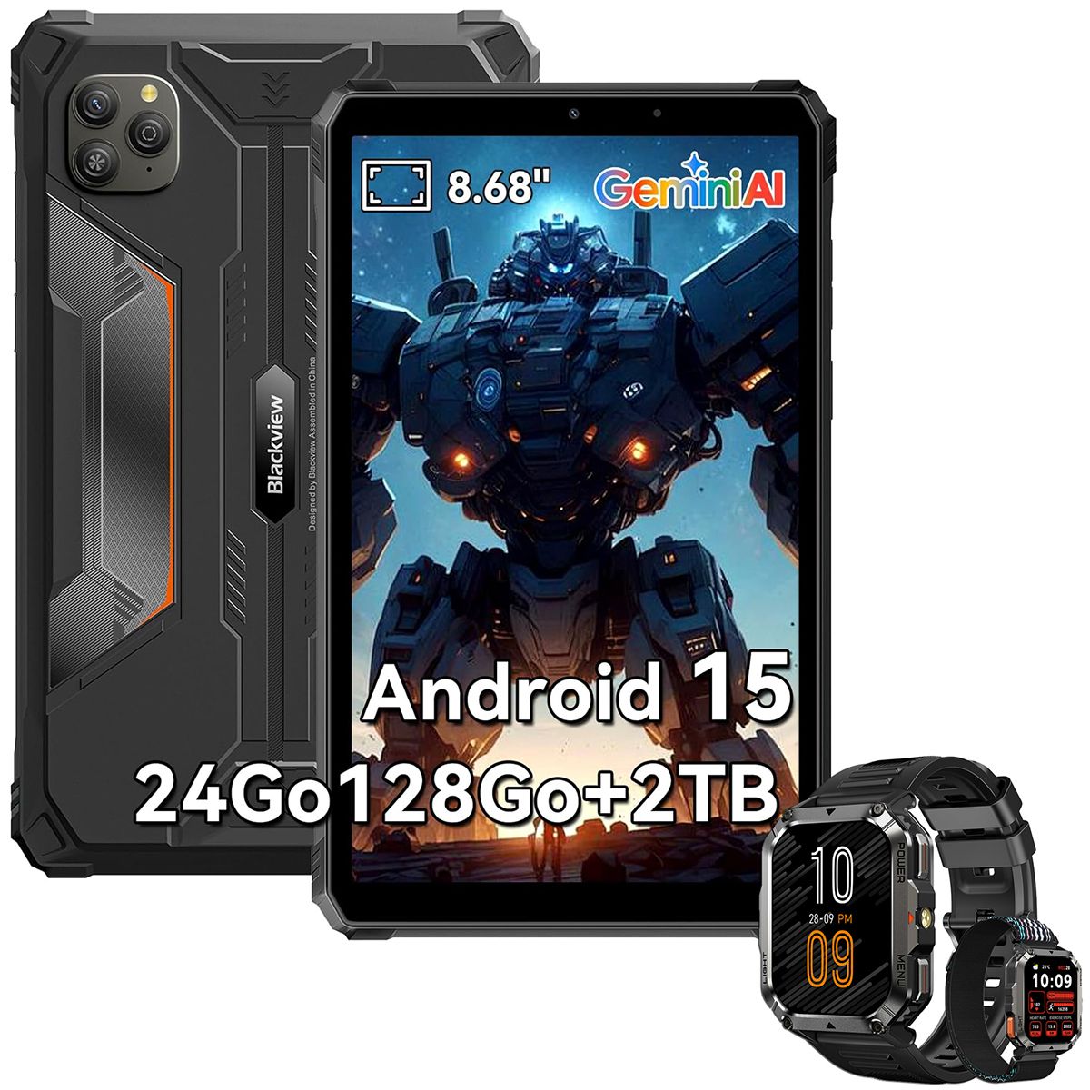 Tablette Blackview Active 5 2025 Nouveau IA Modèles 8.68 90 Hz Android 15 24+SD 6600 mAh Avec Montre W70 Pro - vue 2