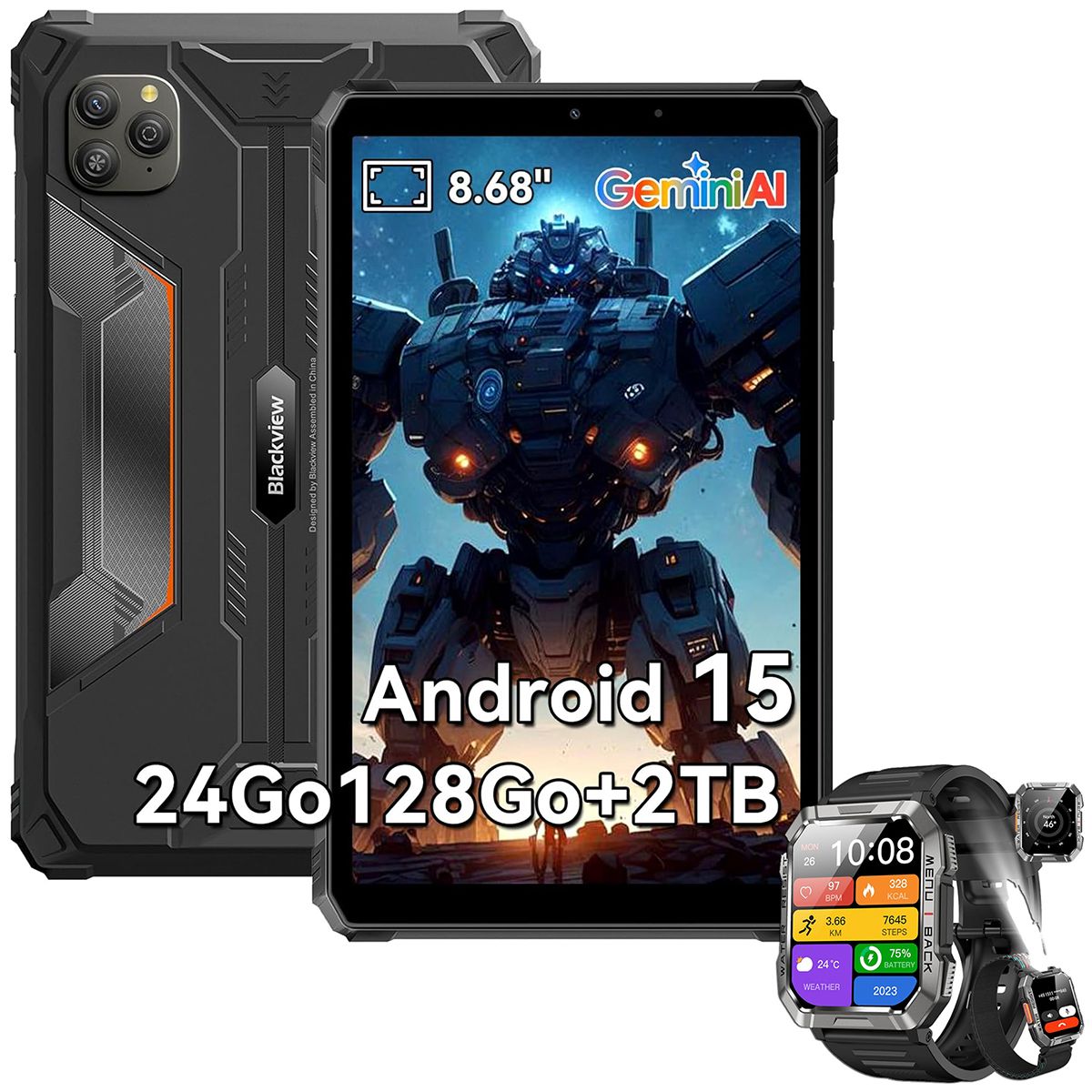 Tablette Blackview Active 5 2025 Nouveau IA Modèles 8.68 90 Hz Android 15 24+SD 6600 mAh Avec Montre W60 - vue 2