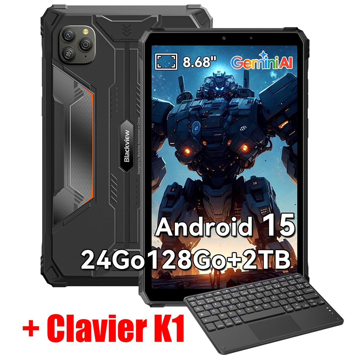Tablette Blackview Active 5 2025 Nouveau IA Modèles 8.68 90 Hz Android 15 24+SD 6600 mAh Avec Clavier K1 - vue 2