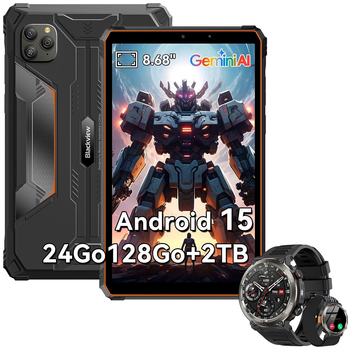 Tablette Blackview Active 5 2025 Nouveau IA Modèles 8.68 90 Hz Android 15 24+SD 6600 mAh Avec Montre W50 Pro