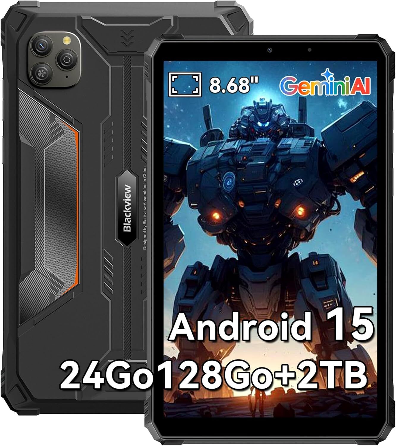 Tablette Blackview Active 5 2025 Nouveau IA Modèles 8.68 90 Hz Android 15 24 Go + SD 6600 mAh Dual SIM