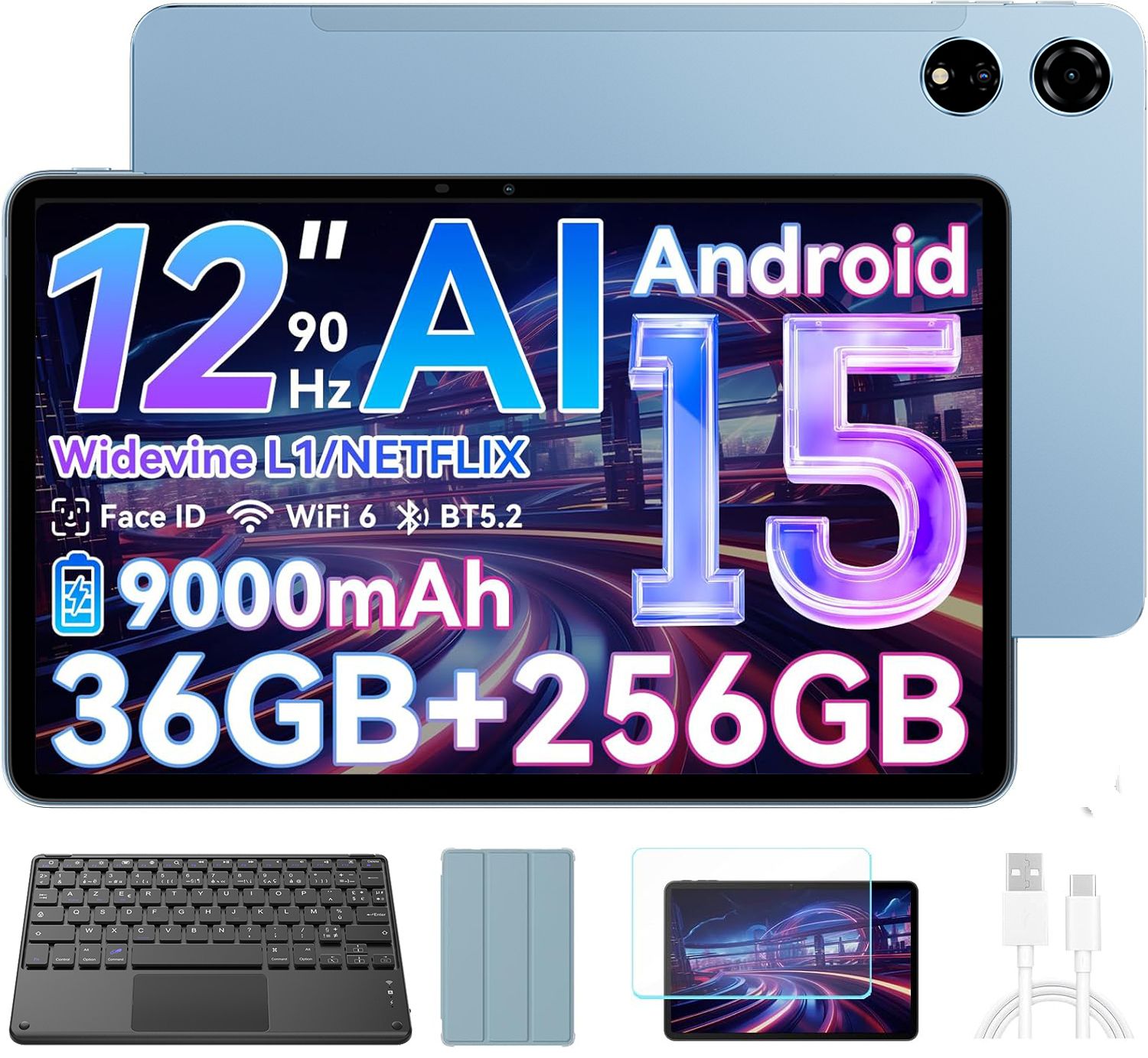 Blackview Tablette 12 1 2 5K 90Hz Top 3 IA Modèles Android 15 36 Go + SD 8800mAh 50 MP Avec Clavier K1 - vue 2