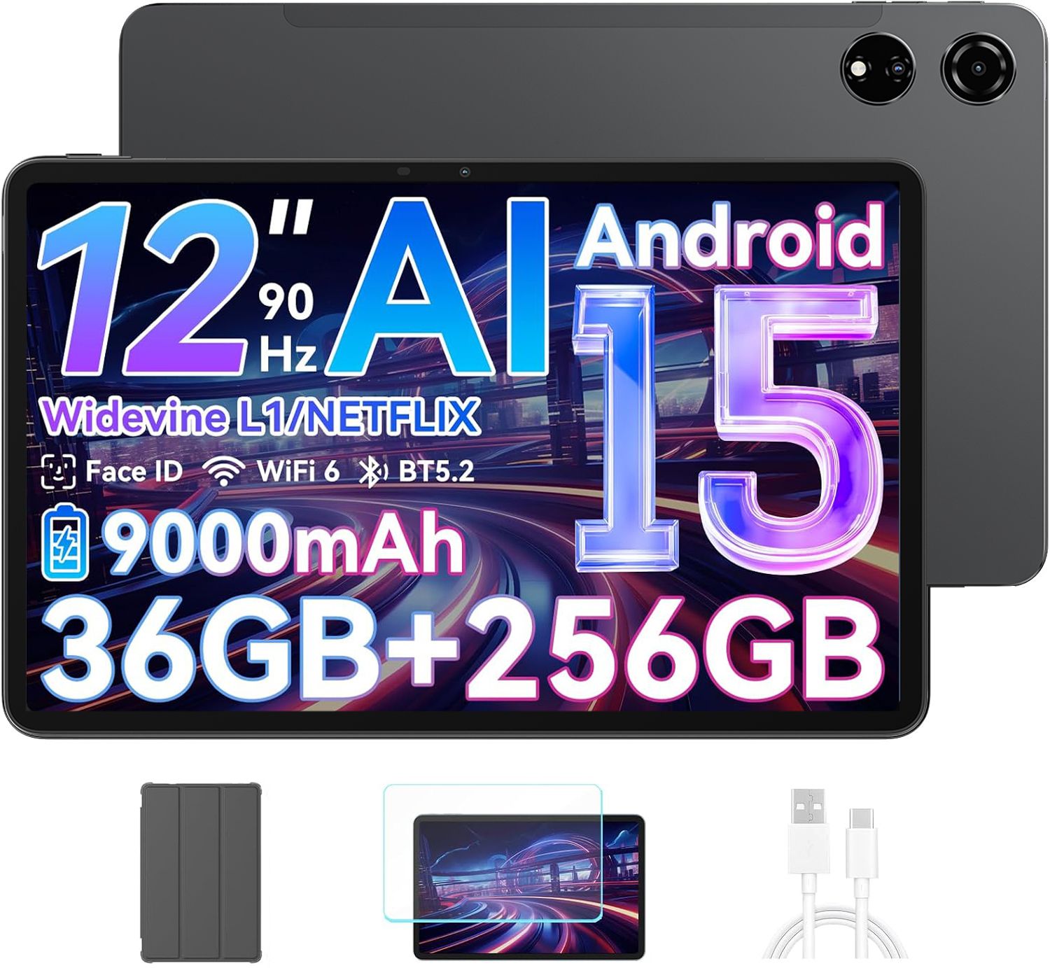 Blackview Tablette 12 1 2 5K 90Hz Top 3 IA Modèles Android 15 RAM 36 Go ROM SD 8800mAh 50 MP Dual Sim - vue 2