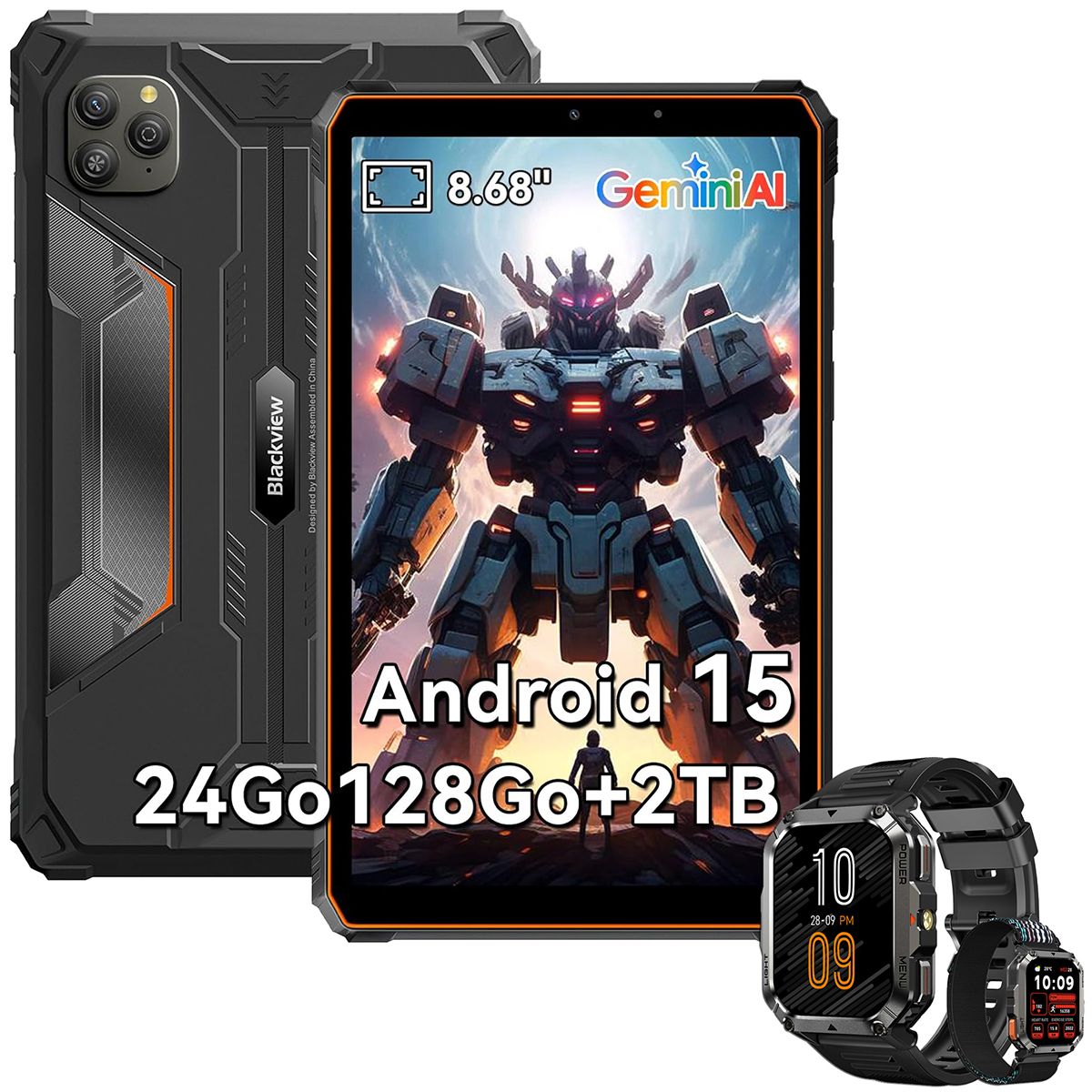 Tablette Blackview Active 5 2025 Nouveau IA Modèles 8.68 90 Hz Android 15 24+SD 6600 mAh Avec Montre W70 Pro