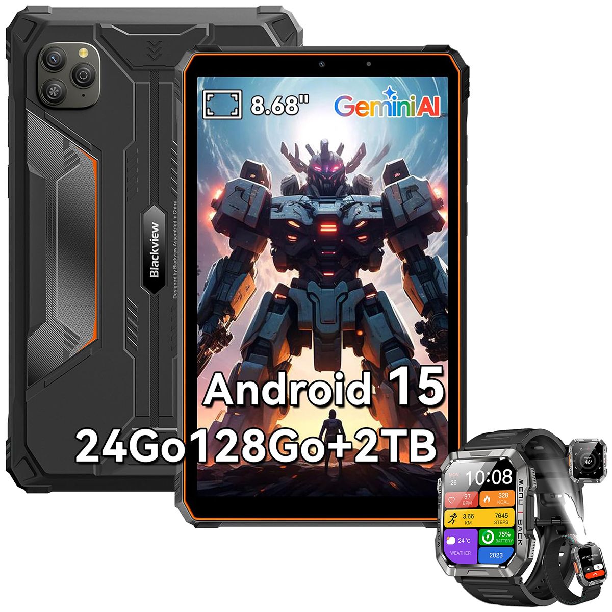 Tablette Blackview Active 5 2025 Nouveau IA Modèles 8.68 90 Hz Android 15 24+SD 6600 mAh Avec Montre W60