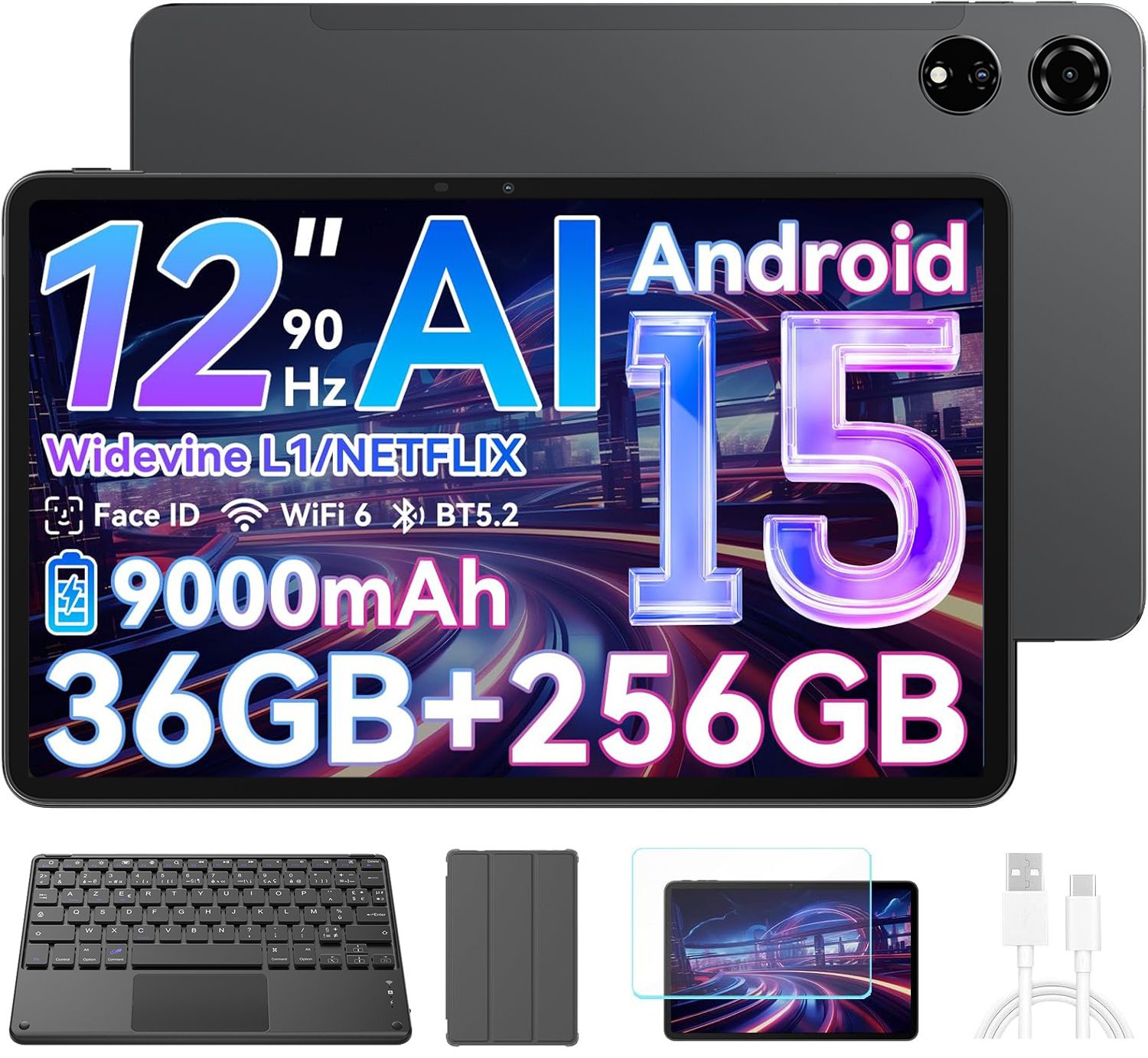 Blackview Tablette 12 1 2 5K 90Hz Top 3 IA Modèles Android 15 36 Go + SD 8800mAh 50 MP Avec Clavier K1