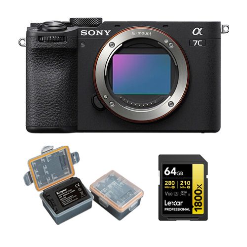 Sony Alpha A7C II Corps Noir+Carte mémoire Lexar Professional 64Go SDXC 1800x UHS-II+Kingma 2000 mAh (Sony NP-FZ100) Batterie