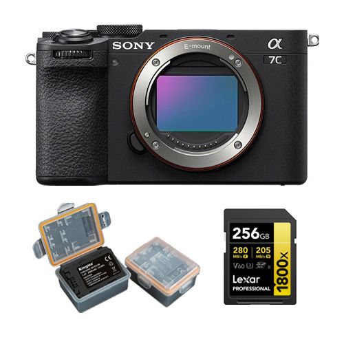 Sony Alpha A7C II Corps Noir+Carte mémoire Lexar Professional 256Go SDXC 1800x UHS-II+Kingma 2000 mAh (Sony NP-FZ100) Batterie