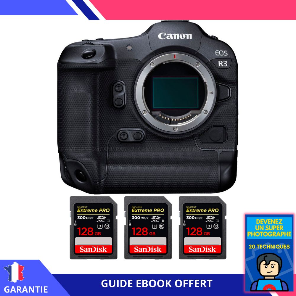 Canon EOS R3 + 3 SanDisk Extreme PRO UHS II SDXC 300 MB/ + Ebook 'Devenez Un Super Photographe - vue 2