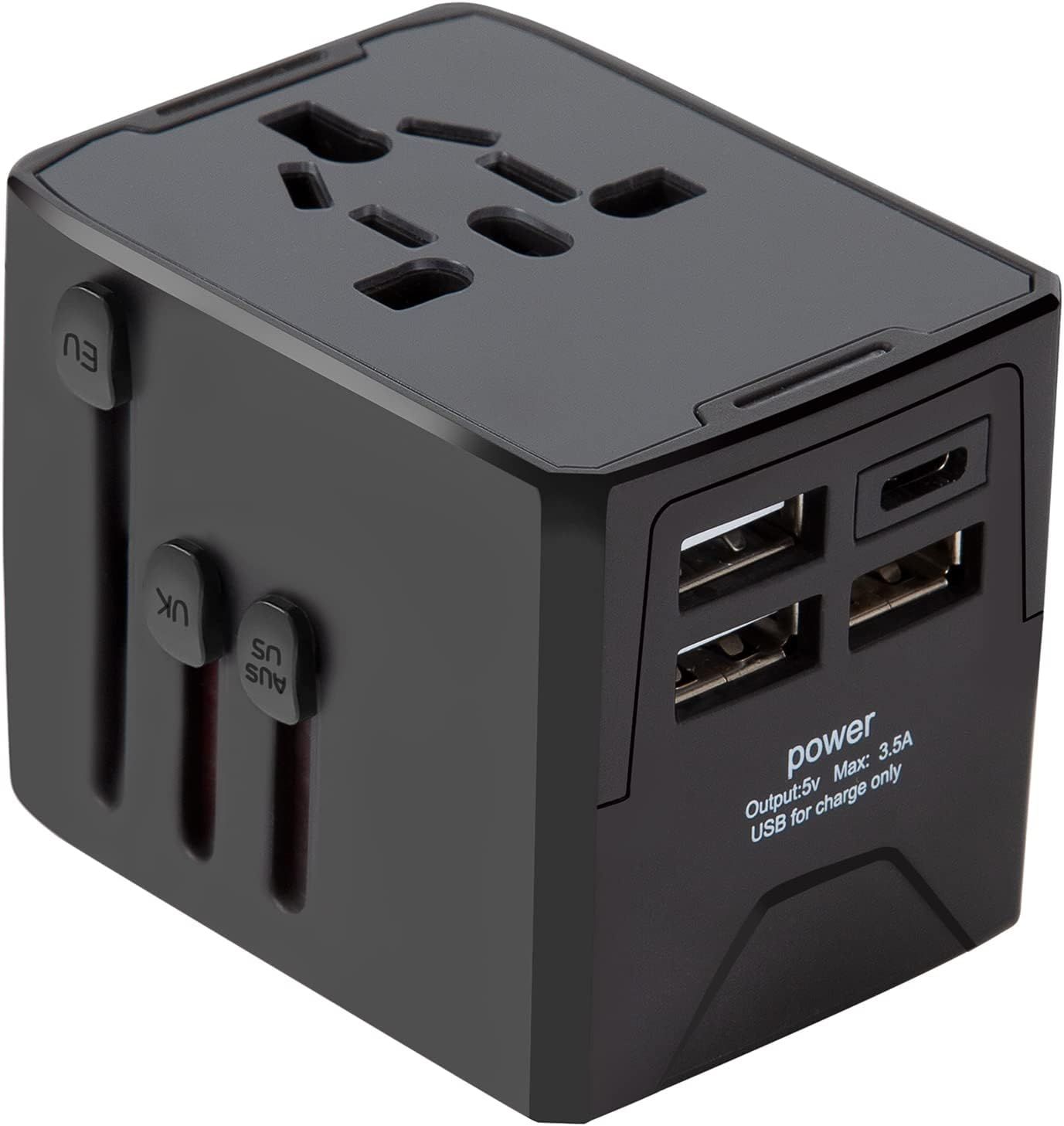 Adaptateur de prise de voyage universel avec 4 prises universelles USB pour prises d'adaptateur GSM