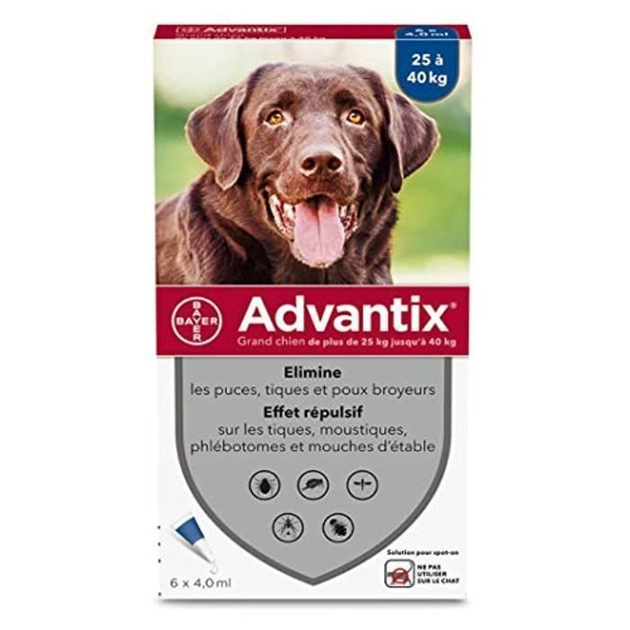 Advantix Grand Chien ? Anti-Puces Et Anti-Tiques ? 25-40kg ? 6 Pipettes