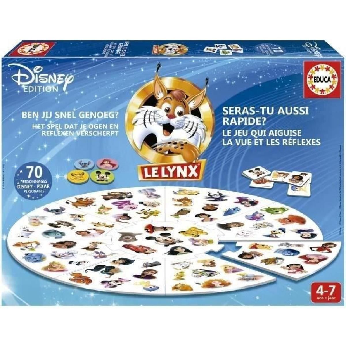 Educa Lynx Disney edition 70 Images | Le jeu de société qui aiguise la vue et les réflexes tout en 'amusant en famille ou entre amis. Bientôt tu deviendras un lynx. + 19748 - vue 8