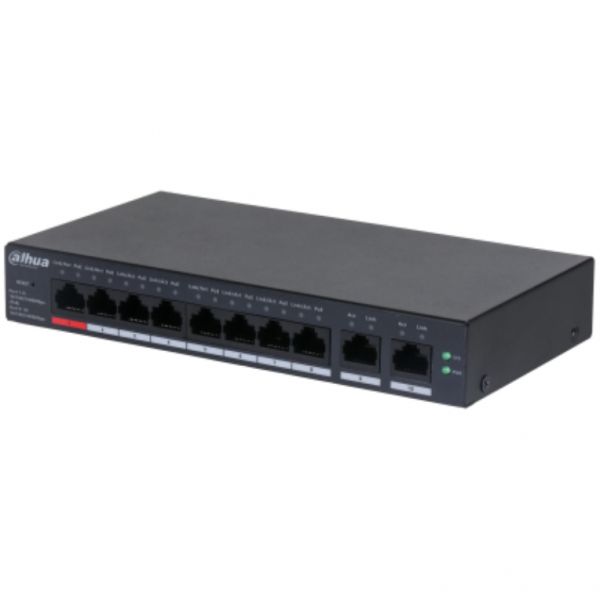 Dahua CS4010 8GT 110 Commutateur cloud managed intelligent 8 x 101001000 PoE + 2 x 101001000 liaison montante de bureau fixation murale High PoE / PoE