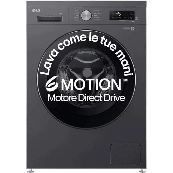 LG F4NX1009NMB Machine a Laver 9kg Chargeur Frontal Serie X1 Classe A 1400 Tours WiFi 6 Motion Direct Drive Lavage a vapeur All