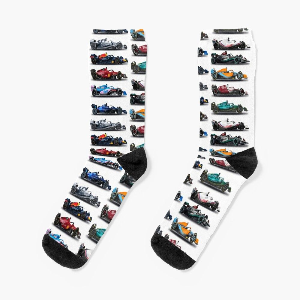 Chaussettes Taille Unique F1 Toutes Les Voitures 2022 Nouveauté Fantaisie Motif Fou Équipage Décontracté Pour Hommes Femmes