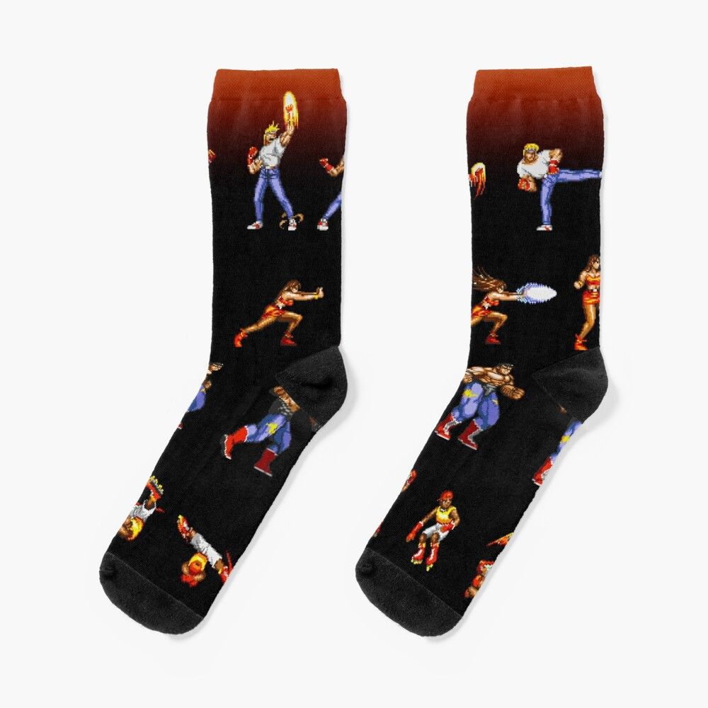 Chaussettes Taille Unique Streets Of Rage Pixel Art Nouveauté Fantaisie Motif Fou Équipage Décontracté Pour Hommes Femmes