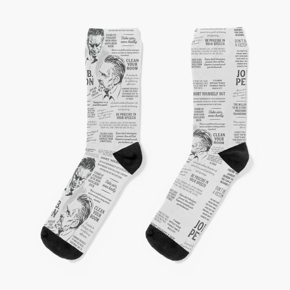 Chaussettes Taille Unique Jordan Peterson - De Nombreuses Citations Nouveauté Fantaisie Motif Fou Équipage Décontracté Pour Hommes Femmes