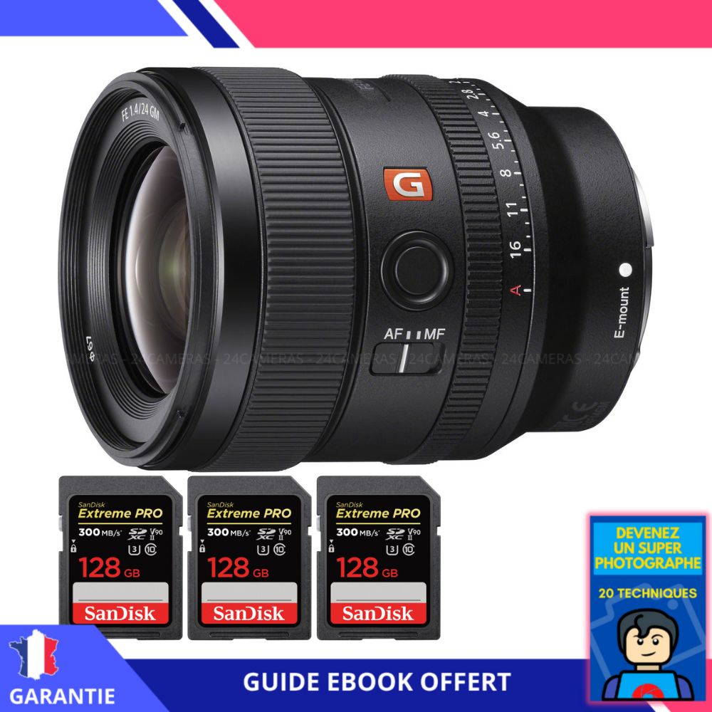 Sony FE 24mm f1.4 GM + 3 SanDisk UHS II 300 MB/ + Ebook 'Devenez Un Super Photographe' Objectif Sony FE pour Sony Hybride - vue 2