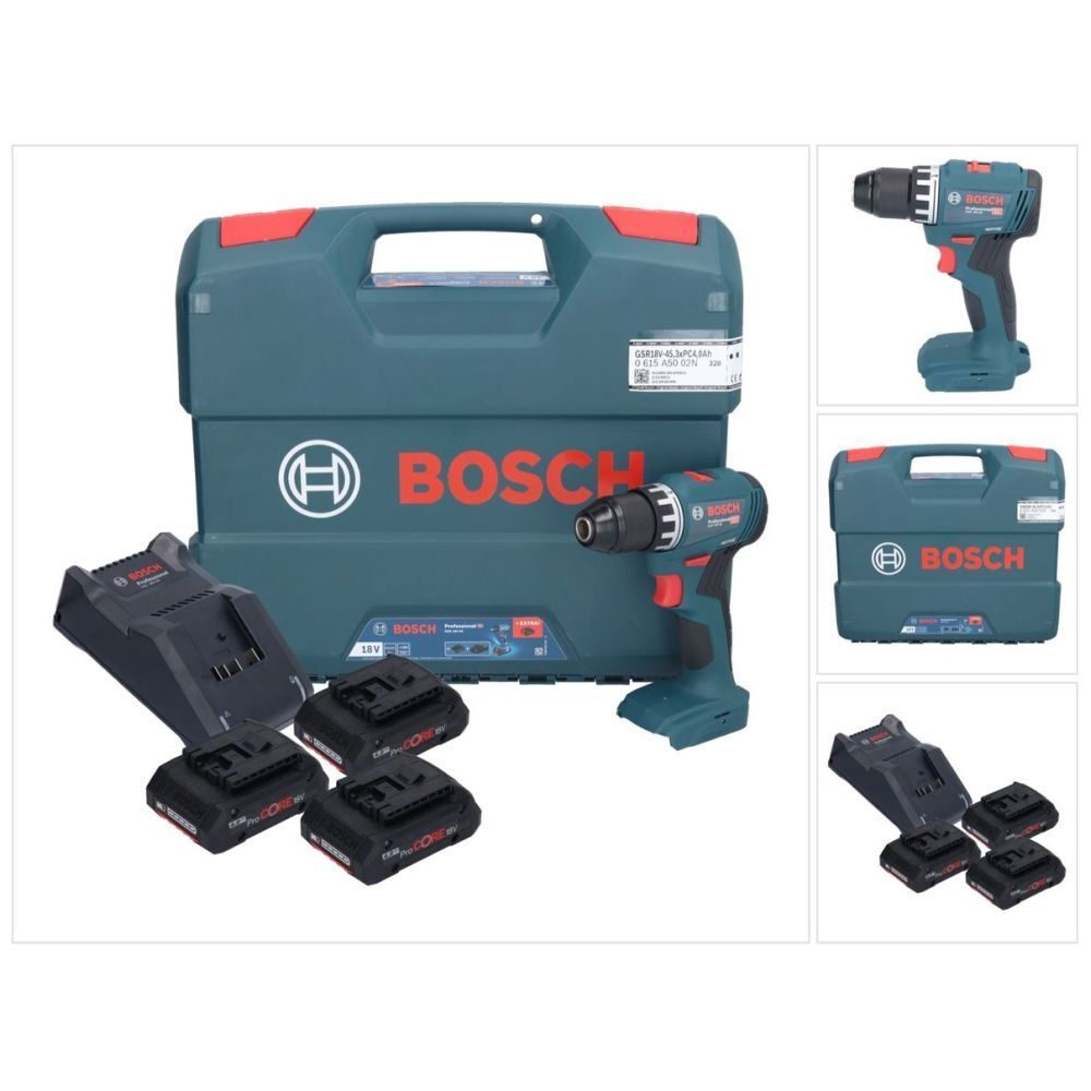 BOSCH GSR 18V-45 Professional, incl. 3x 4.0Ah Battery, Charger + L-Case perceuse sans fil