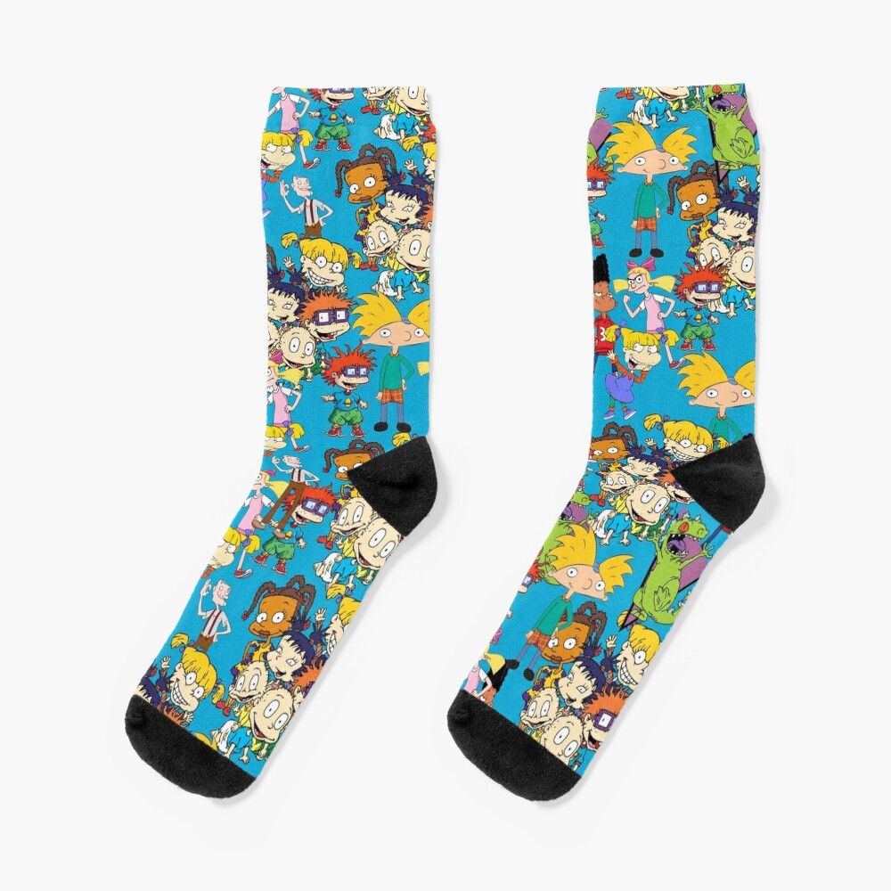 Chaussettes Taille Unique Nickelodeon Rugrats Et Hey Arnold Nouveauté Fantaisie Motif Fou Équipage Décontracté Pour Hommes Femmes