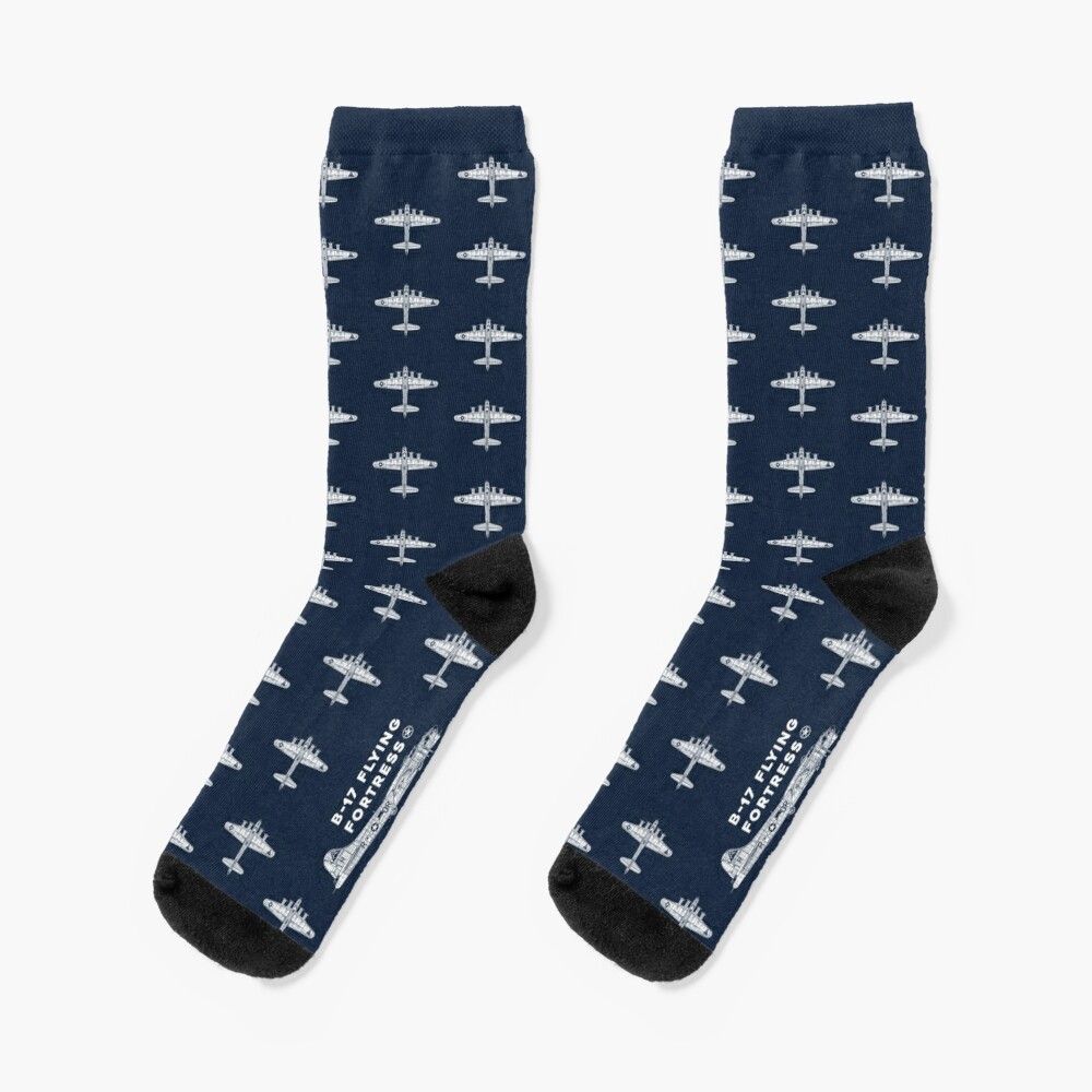 Chaussettes Taille Unique Fortress Volant B-17 Nouveauté Fantaisie Motif Fou Équipage Décontracté Pour Hommes Femmes