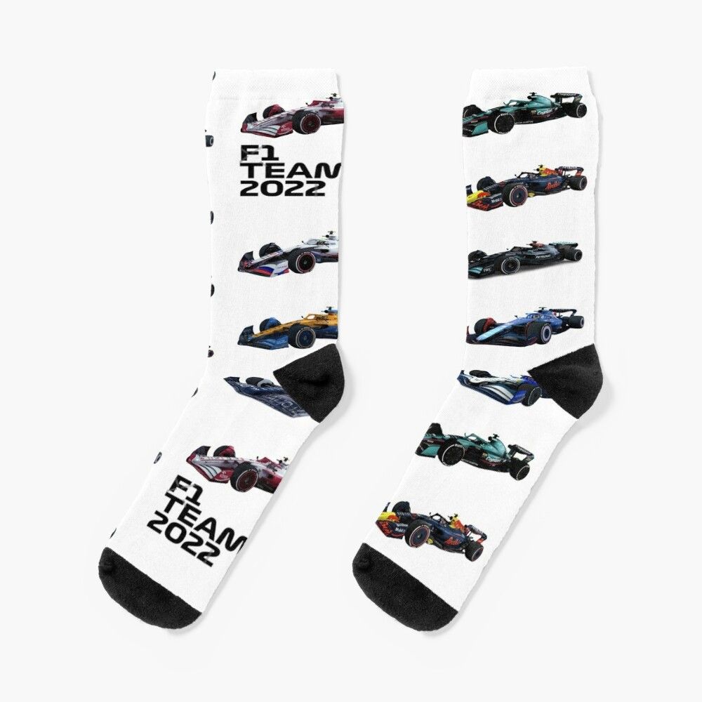 Chaussettes Taille Unique F1 Toutes Les Voitures 2022 Nouveauté Fantaisie Motif Fou Équipage Décontracté Pour Hommes Femmes