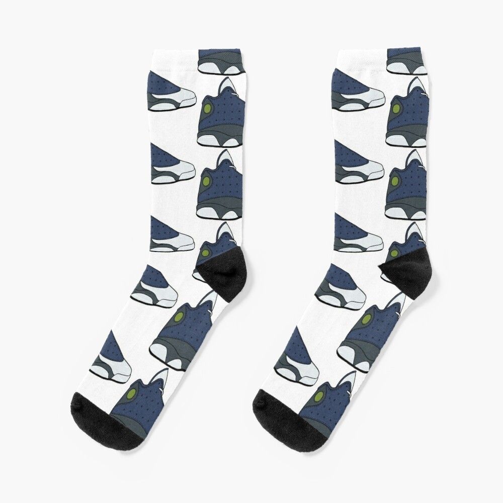 Chaussettes Taille Unique Air Jordan Xiii (13) «Flint» Nouveauté Fantaisie Motif Fou Équipage Décontracté Pour Hommes Femmes