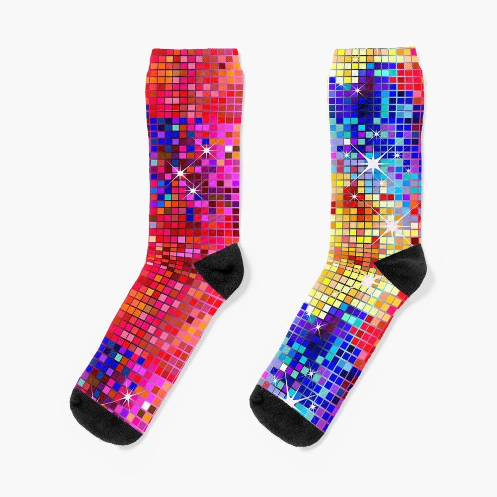 Chaussettes Taille Unique Image Des Paillettes De Balle De Bille À Bille Colorée Métalliques Nouveauté Fantaisie Motif Fou Équipage Décontracté Pour Hommes Femmes