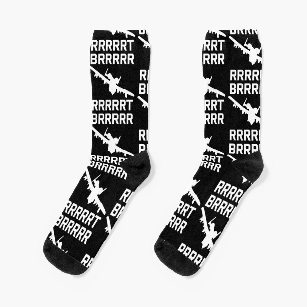 Chaussettes Taille Unique A-10 Thunderbolt Brrrrt - Warthog, Jet Militaire Nouveauté Fantaisie Motif Fou Équipage Décontracté Pour Hommes Femmes