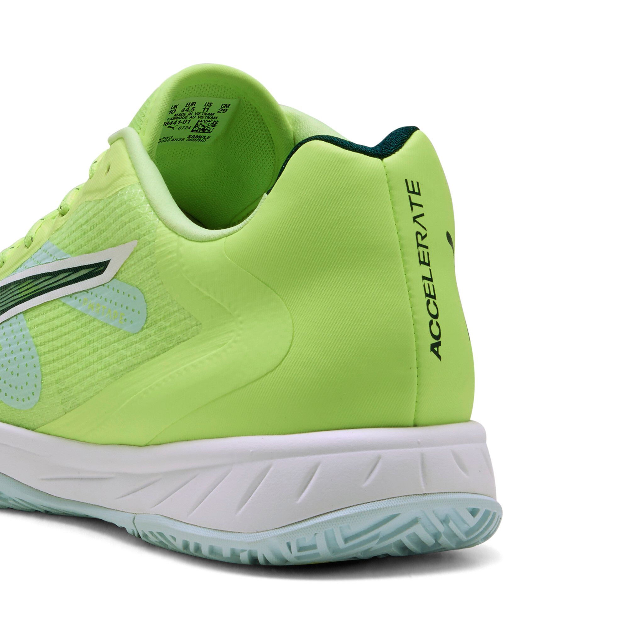 Puma Chaussures De Handball Accelerate Turbo 4 Unisexe, Chaussures, Fizzy Light/Vert Terrain/Blanc, 44