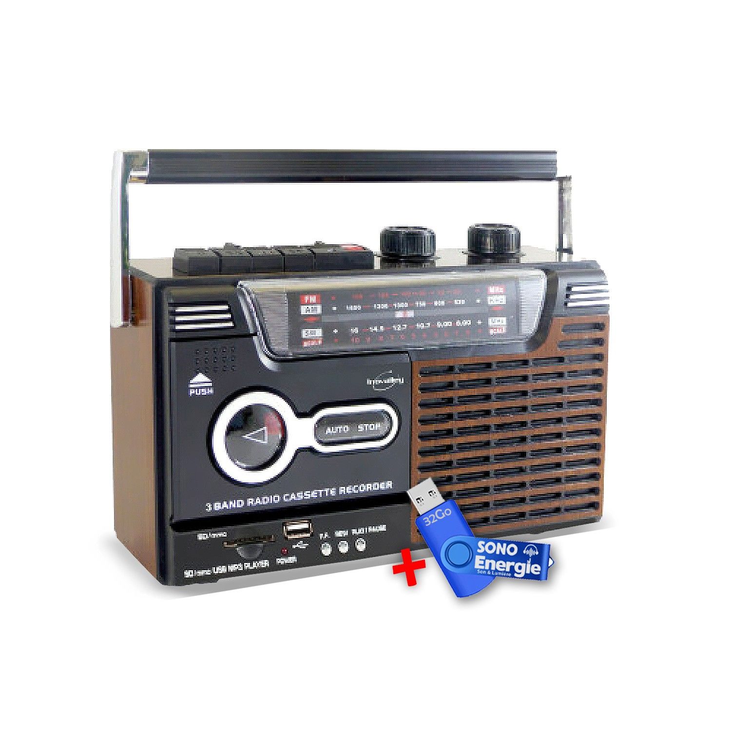 Inovalley RK10N Radio cassette USB look Rétro OLDSOUND+clé USB