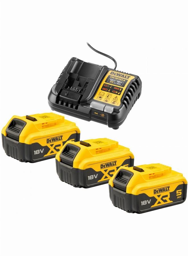 Pack énergie DEWALT XR 3 batteries 18V 5.0Ah + Chargeur universel 12V18V DCB1104P3 QW