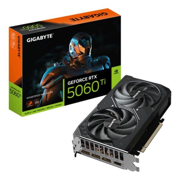 GIGABYTE GeForce RTX 5060 Ti WINDFORCE MAX OC 8G Carte Graphique – 8 Go GDDR7, 128 bits, PCI-E 5.0, 2587 MHz Fréquence du processeur, 3 x DisplayPort, 1 x HDMI, NVIDIA DLSS 4, GV-N506TWF2MAX OC-8GD