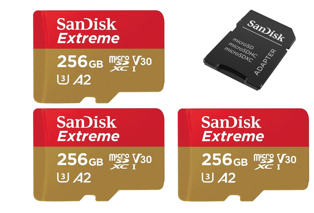 Lot de 3 SanDisk Extreme A2 micro SDXC Carte mémoire flash Class 10