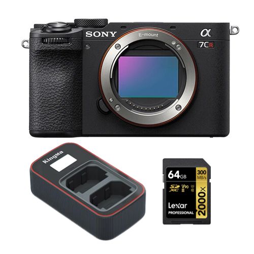 Sony Alpha a7CR Appareil photo sans miroir (noir)+Lexar 64Go carte mémoire professionnelle 2000x UHS-II SDXC+Kingma Sony NP-FZ100 LCD double USB chargeur