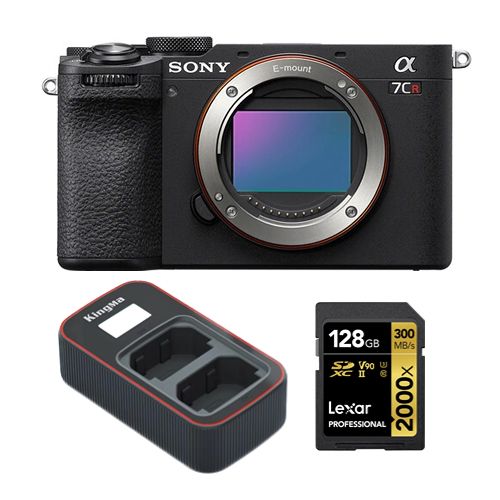 Sony Alpha a7CR Appareil photo sans miroir (noir)+Lexar 128Go carte mémoire professionnelle 2000x UHS-II SDXC+Kingma Sony NP-FZ100 LCD double USB chargeur
