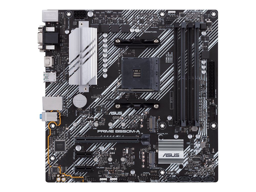 ASUS PRIME B550M-A/CSM - Carte-mère - micro ATX - Socket AM4 - AMD B550 Chipset - USB 3.2 Gen 1, USB 3.2 Gen 2 - Gigabit LAN - carte graphique embarquée (unité centrale requise) - audio HD (8...