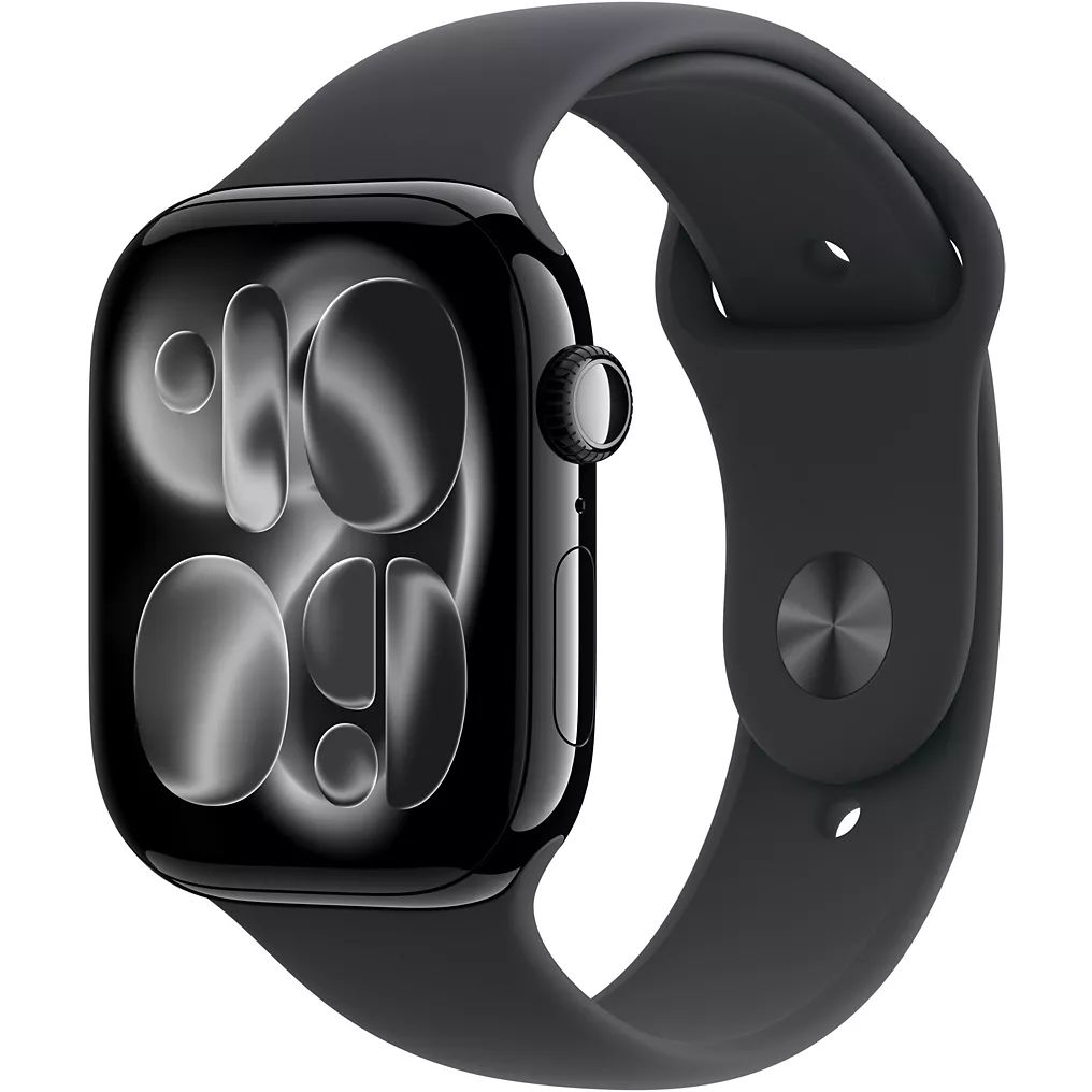 Apple Watch Series 11 GPS 42mm Boitier en Aluminium Noir de Jais avec Bracelet Sport Noir M/L