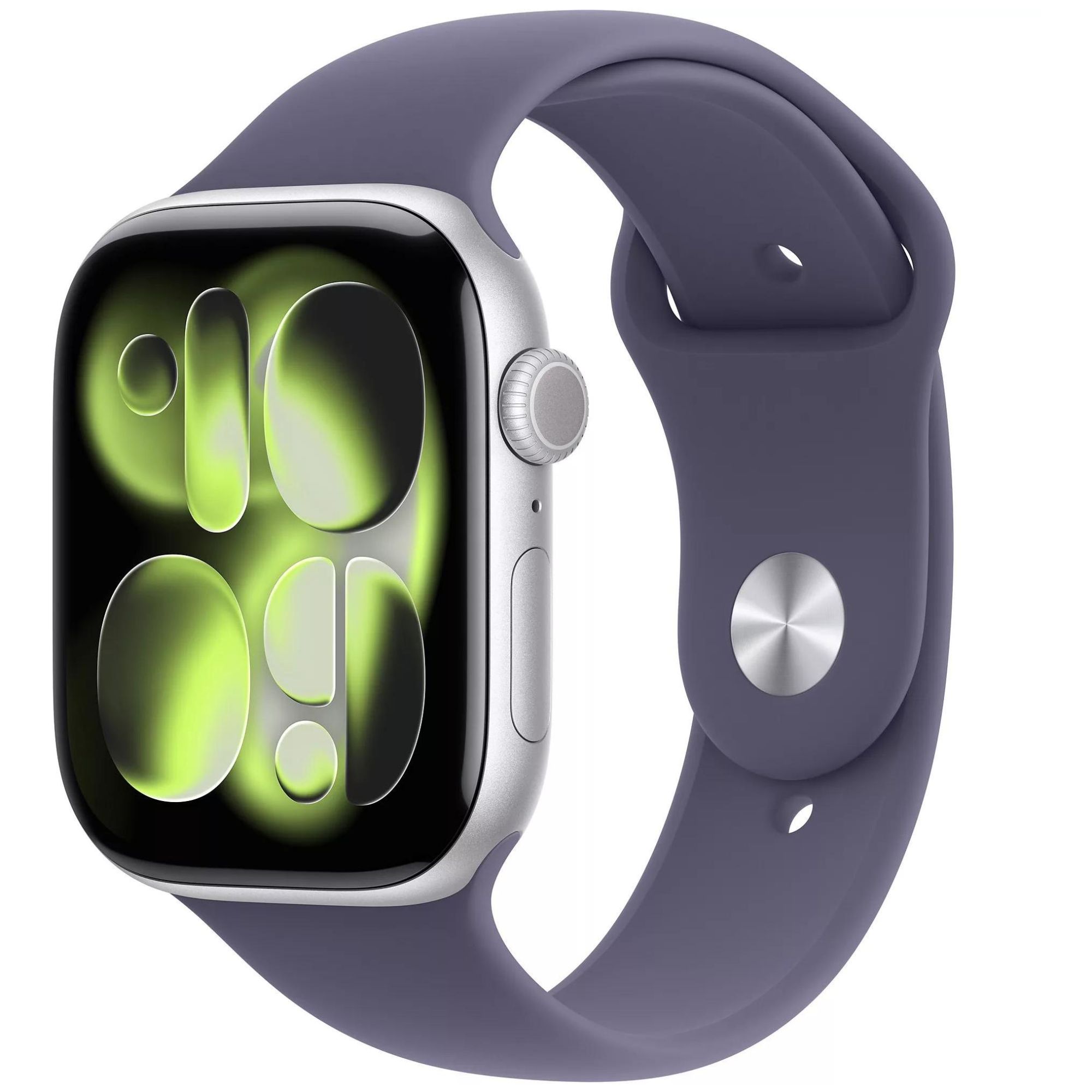 Apple Watch Series 11 GPS 46mm Boitier en Aluminium Argent avec Bracelet Sport Brume Violette M/L