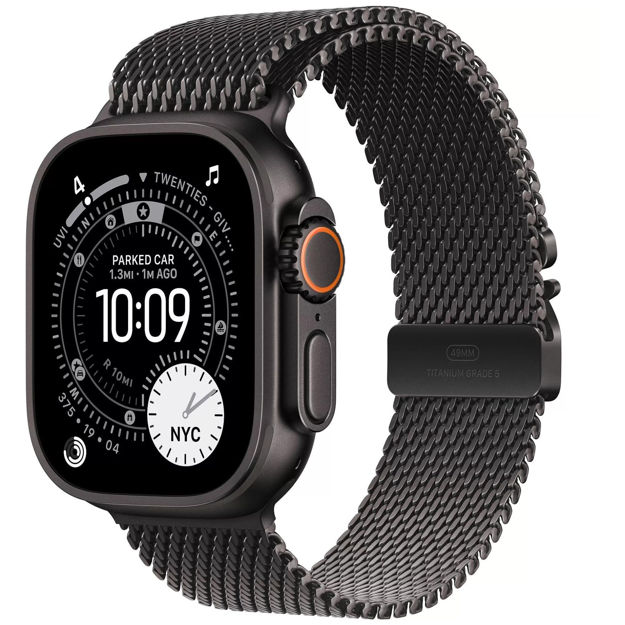 Apple Watch Ultra 3 - 49 mm - Titane Noir / Bracelet milanais - S - Cellular