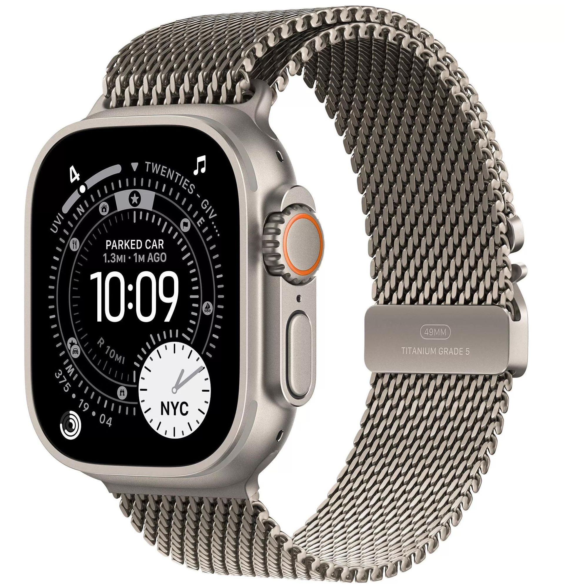 Apple Watch Ultra 3 - 49 mm - Titane Naturel / Bracelet milanais - S - Cellular