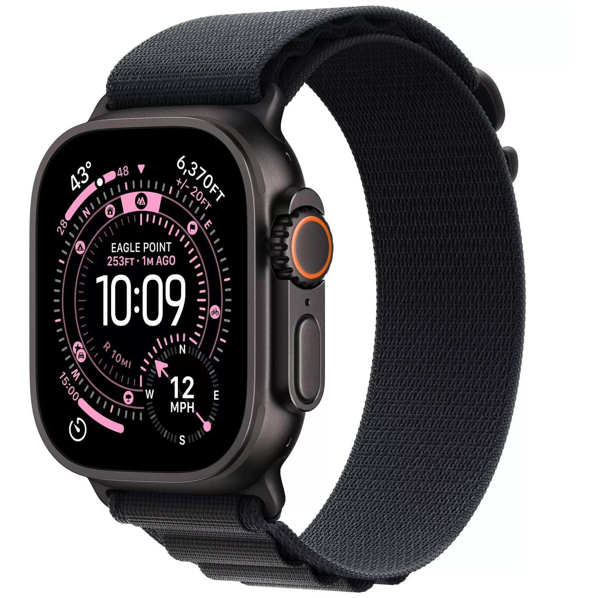 Apple Watch Ultra 3 - 49 mm - Titane Noir / Boucle Alpine Noir - S - Cellular