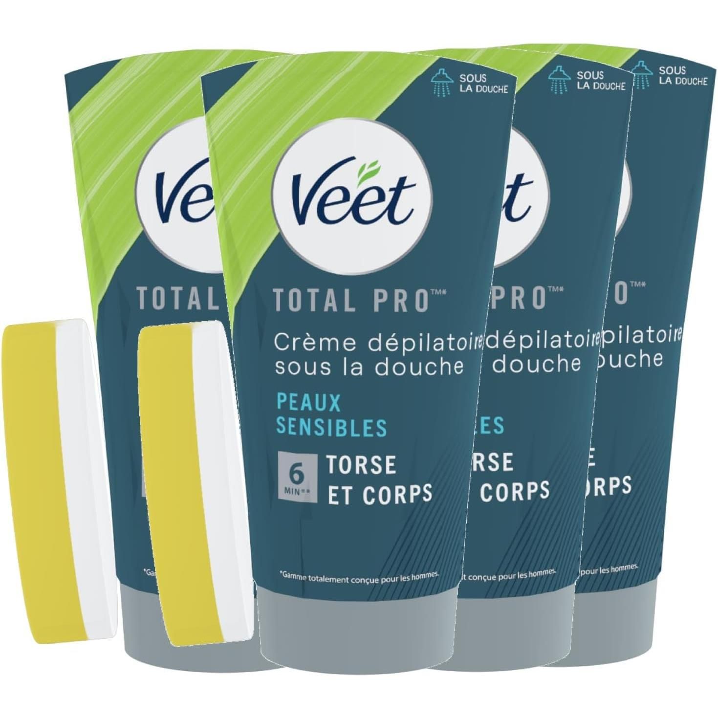 Veet Men Lot De 3 Crèmes Dépilatoire Homme Sous La Douche Peaux Sensibles ¿ 150ml - vue 2