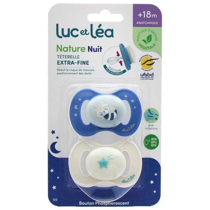  - Luc Et Léa Luc & Lea Duo Sucettes Nature +18m Jour Et Nuit Phosphorescent Anatomique Mixte Raton