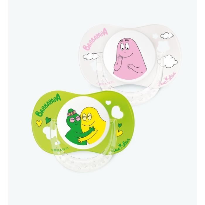  - Luc & Léa 2 Sucettes Anatomiques Téterelle Extra-Fine 6-18 Mois Edition Limitée Barbapapa